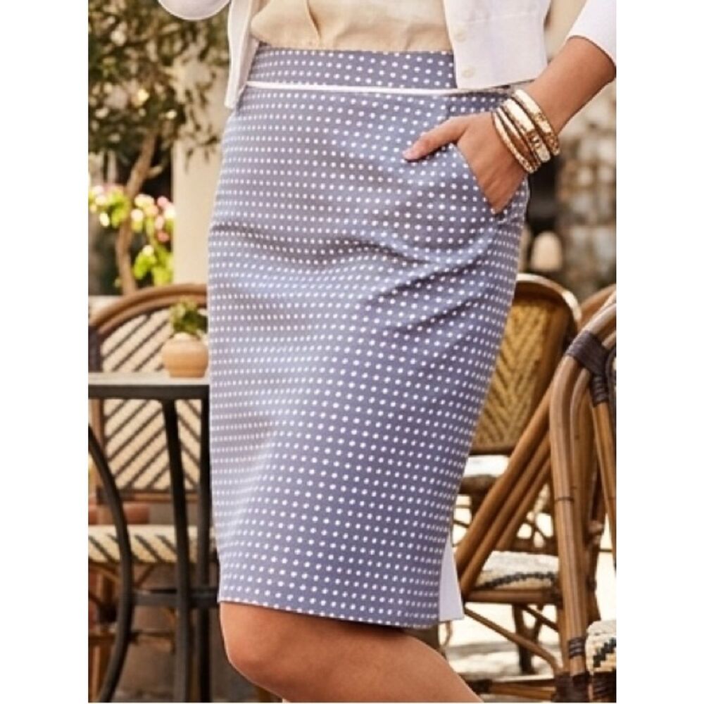 The Limited Blue and White Polka Dot Pencil Skirt